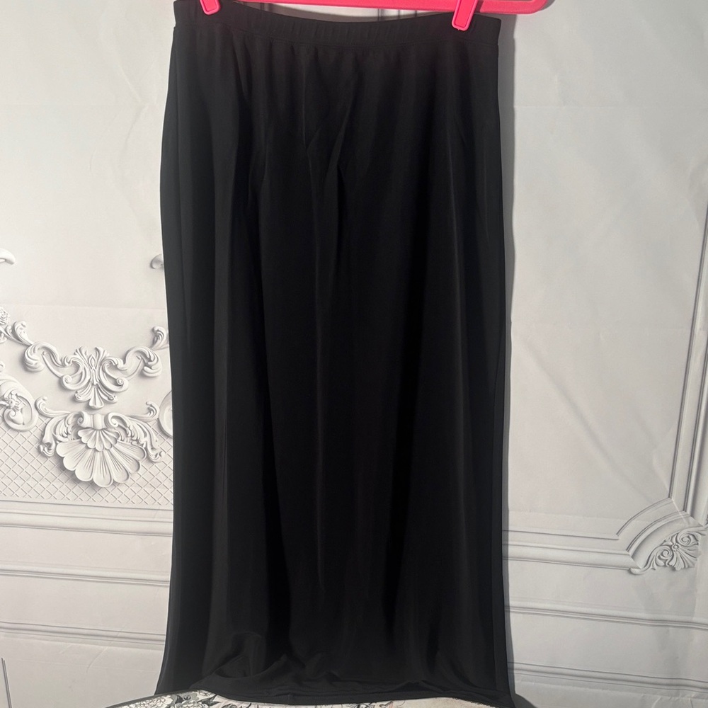 Susan Graver Teal Embroidered Blouse and Black Skirt Set, Skirt M/Blouse L - Picture 2 of 8
